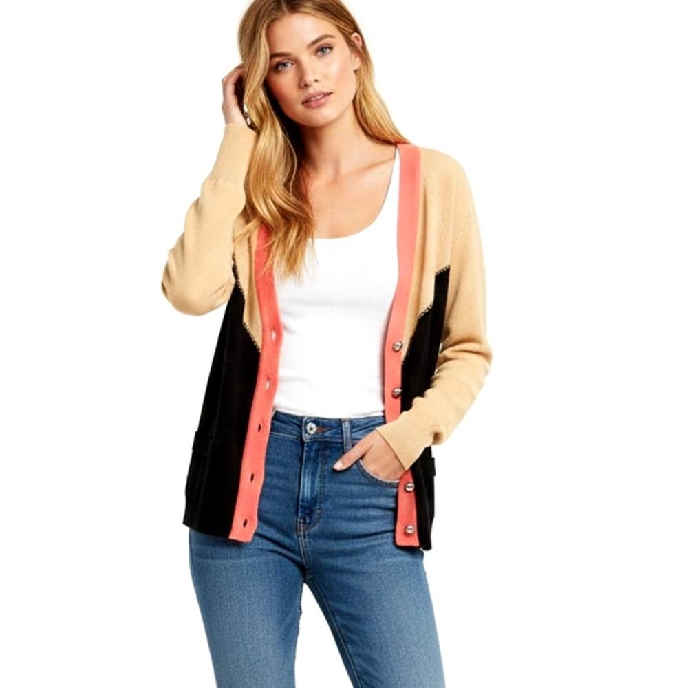 New Plenty by Tracy Reese Colorblocked Fine Gauge Cardigan